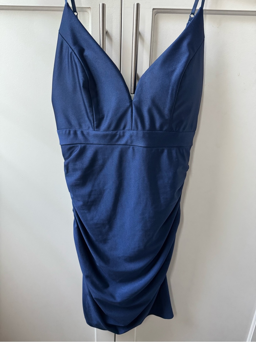 Sleeveless Deep V Midi Dress in Navy